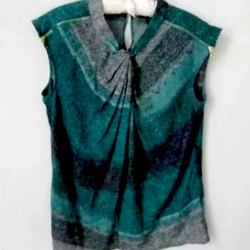 Elegant Green and Gray Sleeveless Top
